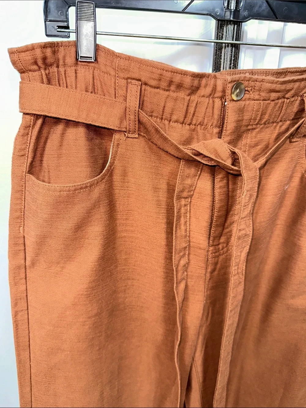 J. Crew Rust Brown Paperbag-Waist Wide Leg Pants